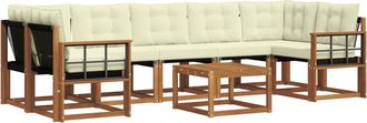 vidaXL Conjunto De Sof&aacute;s De Exterior 8 Uds. Natural Y Crema Vidaxl