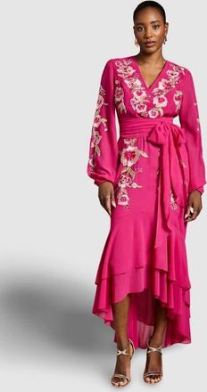 Coast Embellished High Low Maxi Dress in Raspberry at Nordstrom, Size 10