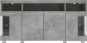 Urban Meuble Aparador efecto cristal y gris cemento con iluminaci&oacute;n led