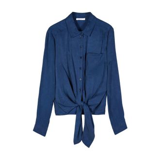 Patrizia Pepe Flowing Cupro Shirt - female - Patrizia Pepe - Shirts - Blue - XL - Blouses & Shirts