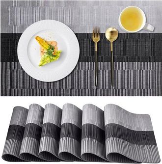 OEM Juego De 6 Manteles Individuales De 30 X 45 Cm, Antideslizantes, Impermeables Y Resistentes Al Aceite, Fabricados En Pvc Resistente Al Calor