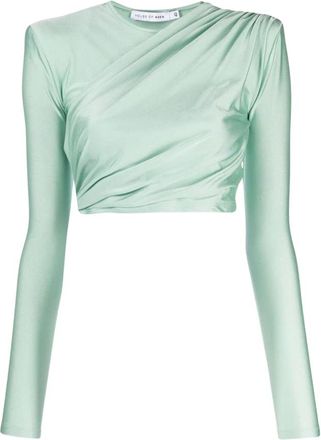 Amen Long Sleeve Tops - Dames - Longsleeves - Blauw - XS - Satijn - Tops