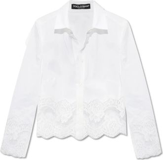 Dolce & Gabbana Geknipt shirt - Dames - Overhemden - Wit - XS - Katoen - Overhemden