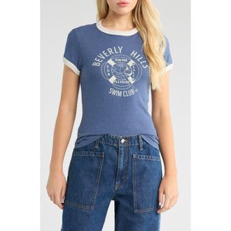 Re/Done 60 Slim Graphic Ringer T-Shirt in Navy White at Nordstrom, Size X-Small
