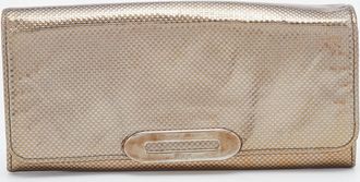 Tod's Tods Metallic Gold Textured Leather Continental Wallet