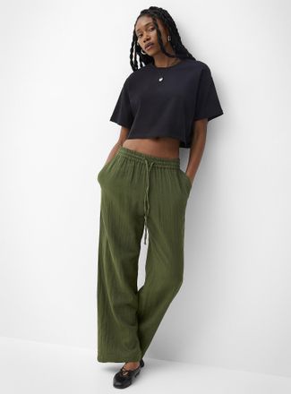 Ichi Womens Elastic waist lightweight wide-leg pant