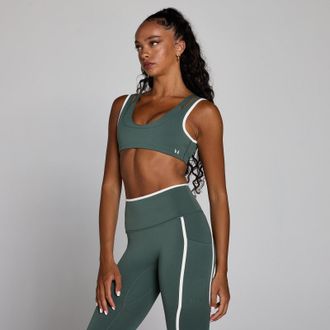 MyProtein Sujetador deportivo de doble capa con contraste Velocity para mujer de MP - Verde nublado - XS