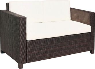 OUTSUNNY Rattan Wicker 2-seat Sofa Loveseat Padded Garden Furniture Brown