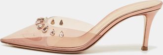 Gianvito Rossi Transparent Pvc Plexi Crystal Embellished Pointed-Toe Mule Sandals