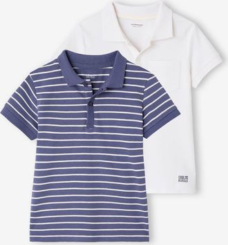 Vertbaudet 2er-Pack Jungen Poloshirts, Pikee wei&szlig;