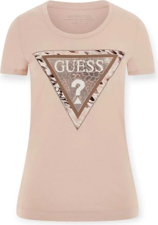 Guess Tops, Dames, Beige, L, Katoen, Katoenen T-shirt
