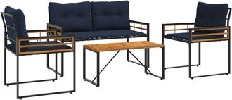 vidaXL Outdoor Furniture Set with Cushion 4 pcs Navy vidaXL