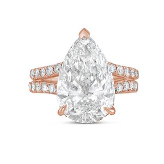 Diana M. Jewels 14kt rose gold 4ct lab grown pear diamond Micropav&eacute; Split Shank Ring