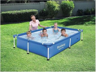 Trade Shop Trade Shop - Piscina Con Bordi Rettangolare 1200 Lt Fuori Terra Steel Pro 221x150x43cm 56401