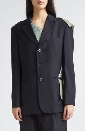 Magliano Manifesto Silk Scarf Wool Sport Coat in Black at Nordstrom, Size Medium