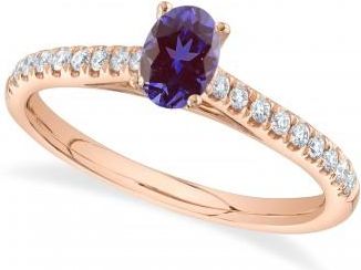 Allurez Oval Alexandrite & Diamond Engagement Ring 14K Rose Gold (0.76ct)