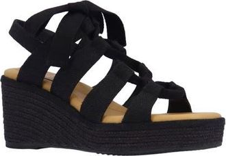 J. Rene&eacute; Garlynn Lace-Up Platform Wedge Sandal in Black at Nordstrom, Size 10.5