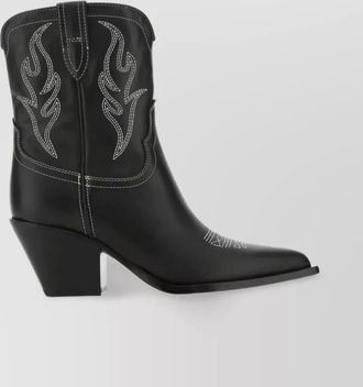 Sonora embroidered leather ankle boots with pointed toe