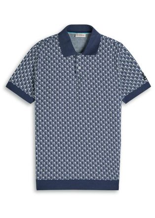 Sandbanks Sandbanks Monogram-intarsia Cotton-knit Polo Shirt - Navy - S