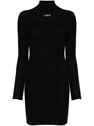 Off-white Off Stamp embroidered mini dress - Black