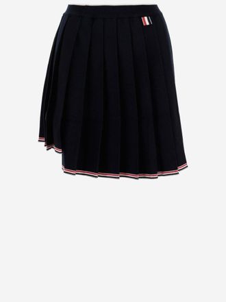 Thom Browne Navy Blue Pleated Skirt