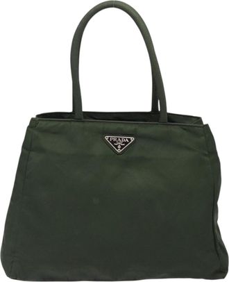 Prada Tessuto Khaki Nylon Tote Bag (Pre-Owned)