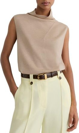 Reiss Honey Funnel Neck Knit Shell in Neutral at Nordstrom, Size X-Large