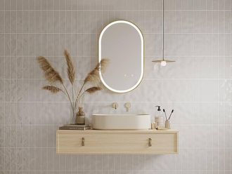 Vente-Unique Oval Illuminated Anti-Fog Bathroom Mirror With Golden Trim - 50 X 80 in Gold