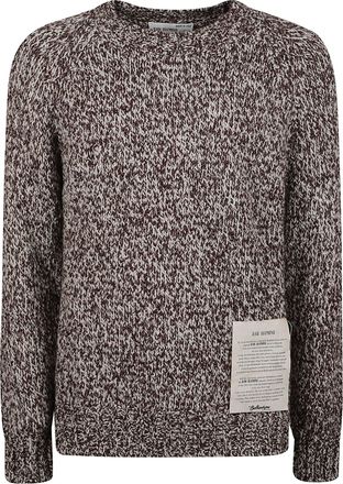 Ballantyne Raw Diamond Textured Knit Crewneck Wool-Blend Sweater