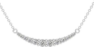 Pompeii3 1/2Ct TW Diamond Graduated Bar Necklace 14k Gold Lab Grown Pendant 28mm