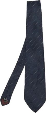 Valentino Pre-owned Accessories, male, Blue, Size: ONE SIZE Pre-owned Navy Striped Silk Tie