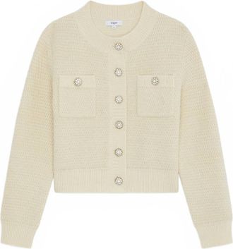 Suncoo Womens Fancy Button Knit Sweater In Cream