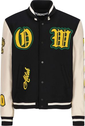 Off-white Logo-Patch Varsity Jacket Black OMJA059F22LEA0011018