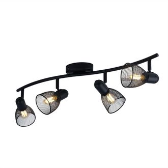 Eglo Plafoniera, Nero, Plafoniera, Lampada Sala Da Pranzo, Faretto A Soffitto, 4 Fiamme, Barra Faretto Orientabile, Metallo, 4x E14, Lxp 64x15 Cm