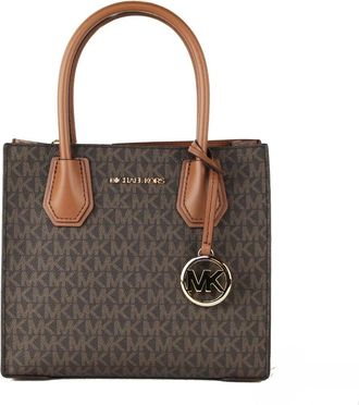 Michael Kors MICHAEL KORS Mercer 35S1GM9M2B Medium Logo And Leather Accordion Crossbody Bag In Womens Brown