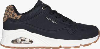 Skechers 177093/bkld Uno-jungle Nite Womens Trainers Black Durabuck/leopard Printed Leather - Size UK 4.5
