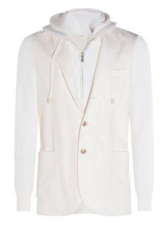 Eleventy hooded ribbed-sleeves jacket - men - Wool - S - White
