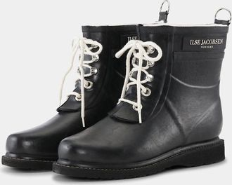 Ilse Jacobsen Womens Ilse Jacobsen Rub Womens Laced Short Rubber Boots - Dark Indigo 660 - Black - Size: 5