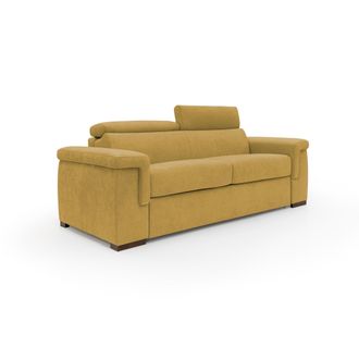 Divani.Store Divani.store - Giunone Sof&aacute; Cama Convertible Con Colch&oacute;n De 18 Cm Y Reposacabezas Reclinables En Tejido Impermeable 200 Cm (mat. 120x197 Cm) Amarillo