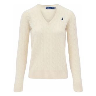 Polo Ralph Lauren Kimberly Long Sleeve Pullover - Dames - V-hals truien - Beige - L - Truien & Vesten