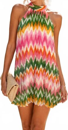 Dress Forum Pleated Halter Mini Dress In Sunset Cosmo