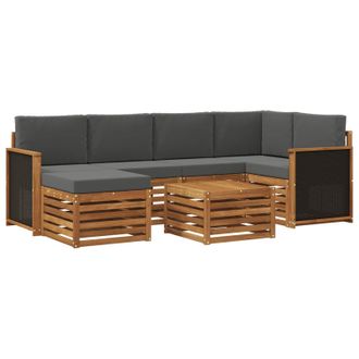 vidaXL Conjunto De Sof&aacute; Seccional Con Coj&iacute;n 6 Pcs Natural Y Antracita Vidaxl