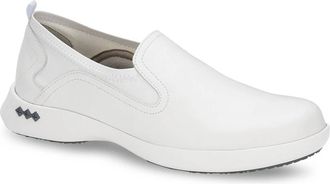 Andrea Womens Professional Leather Moccasins Ultra Comfort Work Shoes In White