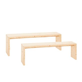 Deco Wood Pack 2 bancos de madera maciza en tono natural de 145x45cm