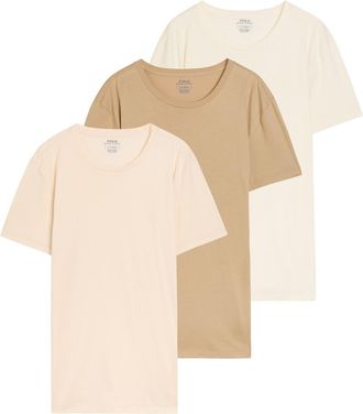Polo Ralph Lauren Logo-embroidered Cotton T-shirt - set of Three - Cream - XL