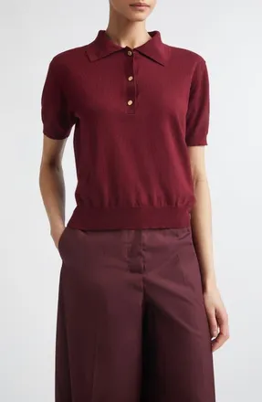 Max Mara Pomposa Cotton, Silk & Cashmere Polo Sweater in Red at Nordstrom, Size X-Small