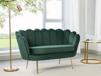 Pascal Morabito Divano 2 posti conchiglia in Velluto Verde abete - DANDELION di PASCAL MORABITO