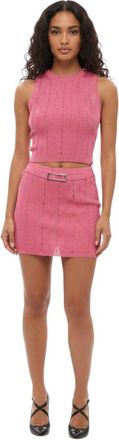 Alessandra Rich Pink Embellished Mini Skirt