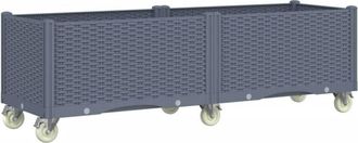 vidaXL Jardinera Con Ruedas Pp Azul Gris 160x50x54 Cm Vidaxl