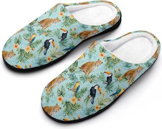 Generic Toucan And Parrot Bird Funny Womens Cotton Slippers Shoes Novelty Soft Non-Slip Sole Home Shoe